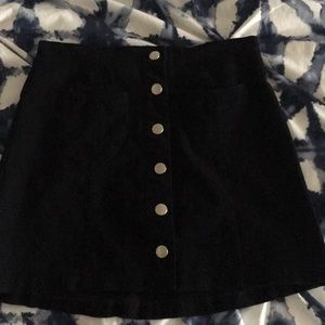Black A-line button skirt
